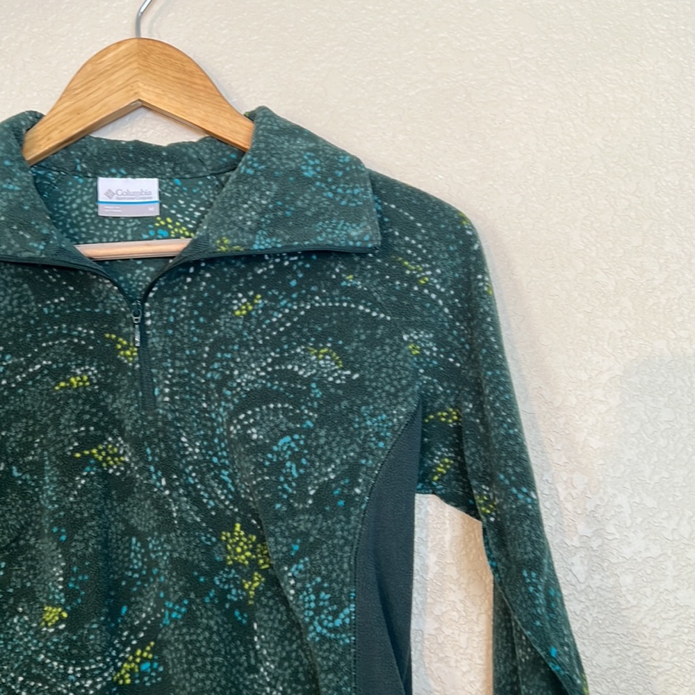Green Print Columbia Fleece Pullover - Picture 2 of 8